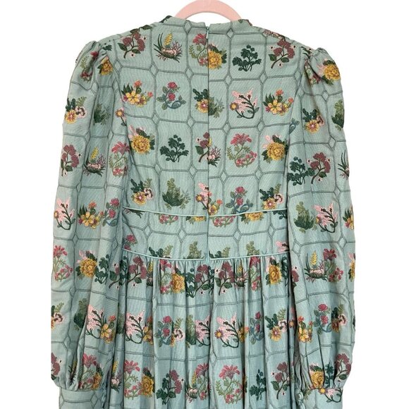 Mac‎ Duggal Dress Gown Size 2 Boho Cottage Peasant Floral Embroidered - Picture 7 of 12